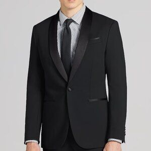 NWT Egara Black Satin Lapel Tuxedo Jacket